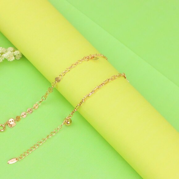 "Rose Gold Anklet with Star Charms & Shiny Links, XPAL1170 - Picture 4 of 12